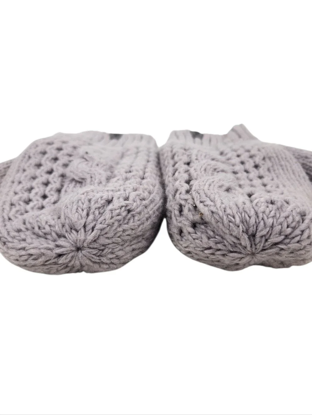 The North Face Wool Alpaca Blend Cable Knit Mitt Mittens Grey Women Size L to XL